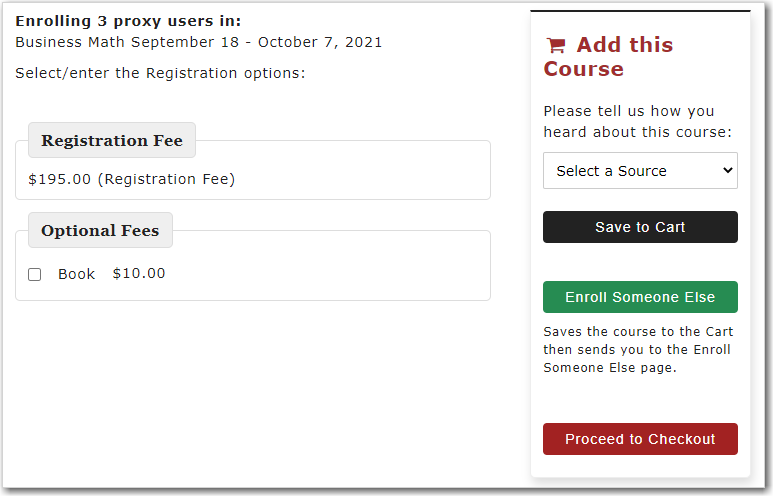 Enrollment Cart